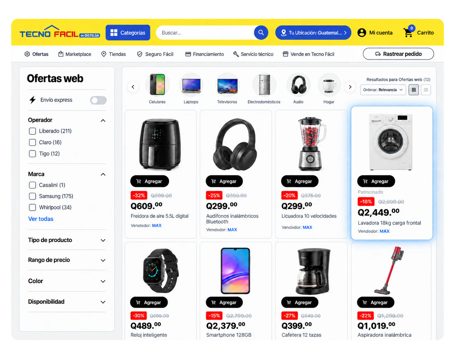 Mockup de Sponsored Products en Tecno Fácil