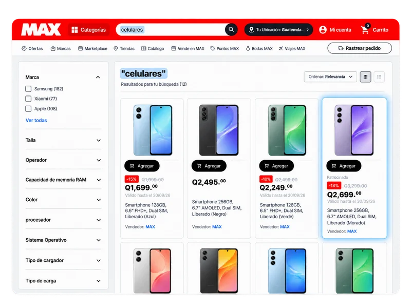 Mockup de Search Products